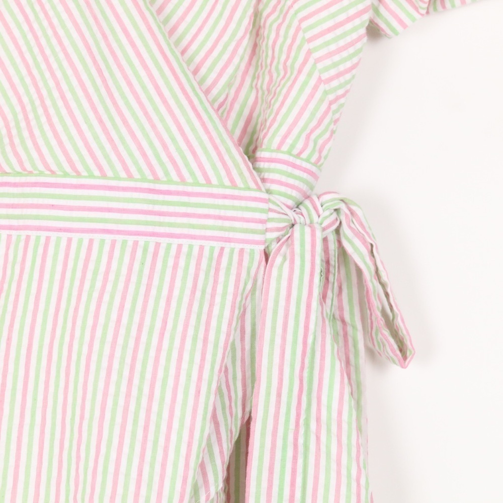 Draper James Puff Sleeve Wrap Dress Seersucker Stripe - Picture 4 of 8